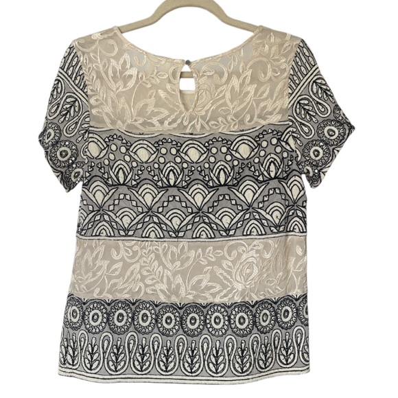 Anthropologie Meadow Rue Frieze Embroidered Top Size 38/6 Neutral - Picture 3 of 9